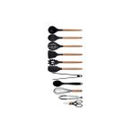 Kitchen Design Lab Bambu Silikon Mutfak Seti Kaşık Kepçe Spatula Maşa Çırpıcı Makas 11'li Siyah