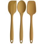 Kitchen Design Lab Büyük Boy Yanmaz Silikon Spatula Ve Kaşık Seti 3 Model - Spatula Kaşık Sarı 3'lü Set Silikon Set Sarı 3 Çeşit