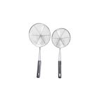 Kitchen Design Lab Metal Saplı Kevgir Seti, 18-16 cm Çap, 2'li Set, Gri
