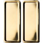 Kitchen Design Lab Paslanmaz Çelik Gold Renk Dikdörtgen Dar Metal Düz Sunum Tepsisi Çay Kahve Tatlı Sunum 2 Adet - Altın