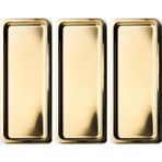 Kitchen Design Lab Paslanmaz Çelik Gold Renk Dikdörtgen Dar Metal Düz Sunum Tepsisi Çay Kahve Tatlı Sunum 3 Adet - Altın