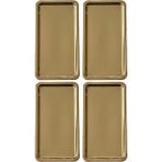 Kitchen Design Lab Paslanmaz Çelik Gold Renk Dikdörtgen Geniş Metal Düz Sunum Tepsisi Çay Kahve Tatlı Sunum 4 Adet