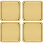 Kitchen Design Lab Paslanmaz Çelik Gold Renk Sunum Tepsisi 21 X21 cm Çay Kahve Pasta Tatlı Servis Sunum Tepsisi 4 Adet
