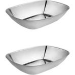 Kitchen Design Lab Paslanmaz Çelik Kayık Tabak Kase - Çerezlik, Meze ve Salata Kasesi Sosluk, 14 Cm, 2 Adet Orta Boy