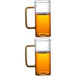 Kitchen Design Lab Yeni Stil Turuncu Renkli Borosilikat Cam Kare Kulplu Kupa 350 ml 2 Adet 2950
