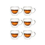 Kitchen Design Lab Yeni Tasarım Çift Cidarlı 250 ML Kulplu Cam Kupa 6 Adet - 2037