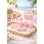 Kitchen Dream 10 Parça Özel Çantalı Seyahat Şişe Seti Tatil Seyahat Çantası Krem Şampuan Şişesi - Pembe
