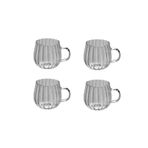 Kitchen Dream 350 ml Büyük Boy Çizgili Desenli Isıya Dayanıklı Termisil Cam Kupa Kulplu Bardak Çay Kahve Fincan