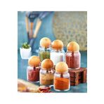 Kitchen Dream 6'Lı Ahşap Top Kapaklı Cam Kavanoz Seti Baharatlık Takımı 300 ml