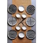 Kitchen Life 12 Parça 6 Kişilik Stackable Black Eyes Kahvaltı Takımı - Lüx Kahvaltılık Sunum Tabağı Seti