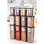 Kitchen Life 12'li Etiketli Modernity Kare Erzak Saklama Kabı Seti (1750ML X4- 1200ML X4 - 450ML X4 ) Baharatlık