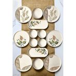 Kitchen Life 14 Parça - 6 Kişilik Barış Çiçeği Stackable - Kahvaltı Takımı Kahvaltılık Sunum Tabağı Kahverengi