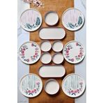Kitchen Life 14 Parça 6 Kişilik Sakura Stackable Kahvaltı Takımı - Lüx Kahvaltılık Sunum Seti Tabağı