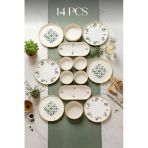 Kitchen Life 14 Parça 6 Kişilik Sıla Stackable Kahvaltı Takımı - Lüx Kahvaltılık Sunum Seti Tabağı Turuncu Mint