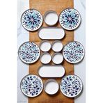 Kitchen Life 14 Parça 6 Kişilik Stackable Blue Etnik Kahvaltı Takımı - Lüx Kahvaltılık Sunum Seti Tabağı Mavi Lacivert Turkuaz