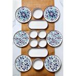 Kitchen Life 14 Parça 6 Kişilik Stackable Blue Etnik Kahvaltı Takımı - Lüx Kahvaltılık Sunum Seti Tabağı Mavi
