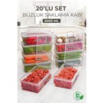 Kitchen Life 20 Adet 2000ml Kapaklı Derin Dondurucu Difriz Saklama Kabı - Buzdolabı Düzenleyici Buzluk Erzak Kabı