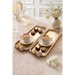 Kitchen Life 2'li Kelebek Figürlü Dikdörtgen Metal Gold Sunumluk-Servis Tepsisi 34 cm
