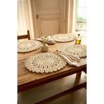 Kitchen Life 4'lü El Yapımı Hasır Rustik Amerikan Servis Takımı 38 cm - Supla Runner Sunum - 40 cm - Krem