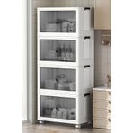 Kitchen Life 4'lü Portatif Istiflenebilir Tekerlekli Organizer Dolap Plastik Banyo Mutfak Dolapları Saklama Kutu