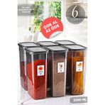 Kitchen Life 6'lı Antrasit Moly Dikdörtgen Saklama Kabı Seti 3200ML - Çoklu Set Yapılabilen Set Erzak