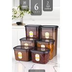 Kitchen Life 6'lı Antrasit Moly Dikdörtgen Saklama Kabı Seti - Çoklu Set Yapılabilen Set Erzak