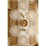 Kitchen Life 6'lı El Yapımı Hasır Rustik Amerikan Servis Takımı 38 cm - Supla Runner Sunum - Krem