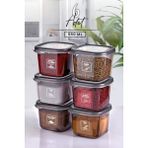 Kitchen Life 6'lı Etiketli Square Kare Erzak Baharatlık Takımı 550 ml - Sert Kapaklı Saklama Kabı Seti