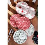Kitchen Life 6'lı Özel Tasarım Handmade 21cm Yılbaşı Pasta Tabak Seti - 6 Adet Yeni Yıl Serisi Pasta Tabak Seti
