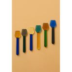 Kitchen Life 6’Lı Renkli Borosilikat Cam Prismatic Ağızlı Kaşık Seti - Dondurma Kaşığı - Isıya Dayanıklı Çok Renkli