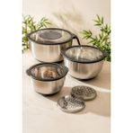 Kitchen Life 9 Parça Paslanmaz Çelik Çok Amaçlı Rendeli Karıştırma ve Saklama Kabı Seti Full Hazırlık Seti - Gri