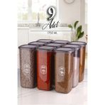 Kitchen Life Avantajlı 9'lu Etiketli Boly Kare Saklama Kabı Seti 1750ML Çoklu Set Yapılabilen Erzak Kavanoz
