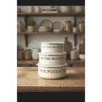 Kitchen Life Food Vibes 3'lü Mien Vakum Kapaklı Emaye Saklama Kabı Seti ve Karıştırma Kabı Seti 14-16-18 cm