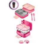 Kitchen Life Happii Unicorn Desenli 4 Bölmeli Paslanmaz Çelik Çocuk Beslenme Kabı 1030 ml