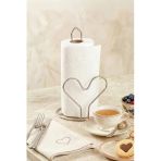 Kitchen Life Kalp Figürlü Paslanmaz Metal Peçetelik-Rulo Kağıt Havluluk 26 Cm Krom