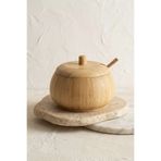 Kitchen Life Lüx Doğal Bambu Baharatlık Kaşıklı Şekerlik Bal Kavanozu 350 ml