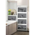 Kitchen Life Modern Tasarımlı 4'lü Portatif Tekerlekli Organizer Dolap Plastik Malzemeden Üretilmiştir