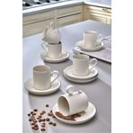 Kitchen Life Özel Tasarım Gümüş 12 Parça 6 Kişilik Çizgili Kahve Fincan Takımı 100 ml - Kahve Fincan Seti
