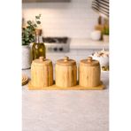 Kitchen Life Pisa 3'lü Tezgah Üstü Bambu Standlı Baharatlık Seti