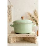 Kitchen Life Terra Cook Ahşap Kulplu,Paslanmaz Saplı Su Yeşili Süzgeçli Emaye Kızartma Tenceresi 22 Cm Su Yeşili