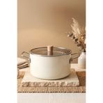 Kitchen Life Titan Cook Ahşap Kulplu,Paslanmaz Saplı Krem Süzgeçli Emaye Kızartma Tenceresi 22 cm