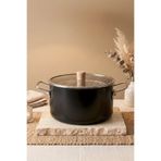 Kitchen Life Titan Cook Ahşap Kulplu,Paslanmaz Saplı Siyah Süzgeçli Emaye Kızartma Tenceresi 22 cm