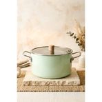 Kitchen Life Titan Cook Ahşap Kulplu,Paslanmaz Saplı Su Yeşili Süzgeçli Emaye Kızartma Tenceresi 22 cm