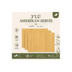 Kitchen Line 3'Lü Set Bambu Amerikan Servisi – Doğal Şık Sofra Sunumu – Dekoratif Hasır Görünümlü Masa Servisi 30X38 Cm