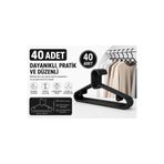 Kitchen Line 40 Adet Siyah Elbise Askısı, Pantolon Askısı– Dayanıklı ve Esnek Giysi Askılığı