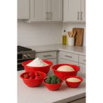 Kitchen Line 5`li Badya Yuvarlak Set Plastik Leğen Mutfak Seti Badya Set KIRMIZI