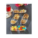 Kitchen Line 6 Adet Cam Oval Balık Sırtı Çerez Meyve Meze Sunum Tabağı, 19x8 cm, Şeffaf
