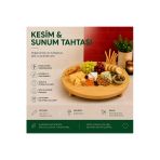 Kitchen Line Bambu Kesim ve Sunum Tahtası I Yuvarlak, Yükseltili Demonte Ahşap Servis Standı ve Kesim Tahtası