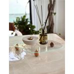 Kitchen Line EĞRİ CAM TEPSİ AHŞAP TOP AYAKLI DEKORATİF DÜZENLEYİCİ STANT MAKYAJ /TAKI /MUTFAK