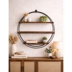 Kitchen Line Elegant Wood 3 Katlı Metal Ahşap Çok Amaçlı Dekoratif Duvar Rafı Şık Tasarım - Kahverengi